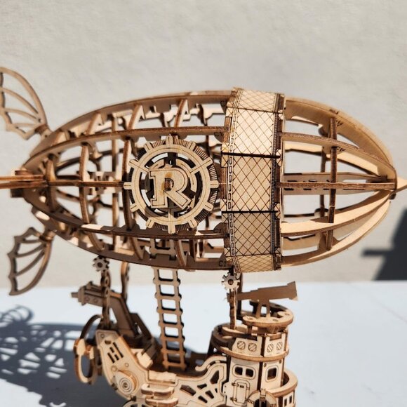 Wooden Airship Hot Air Balloon Model Bookshelf Desk Decor Steampunk Retro Steam - Picture 8 of 16